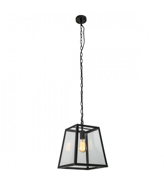 Lampada a sospensione industriale e retrò Laverno Nero opaco