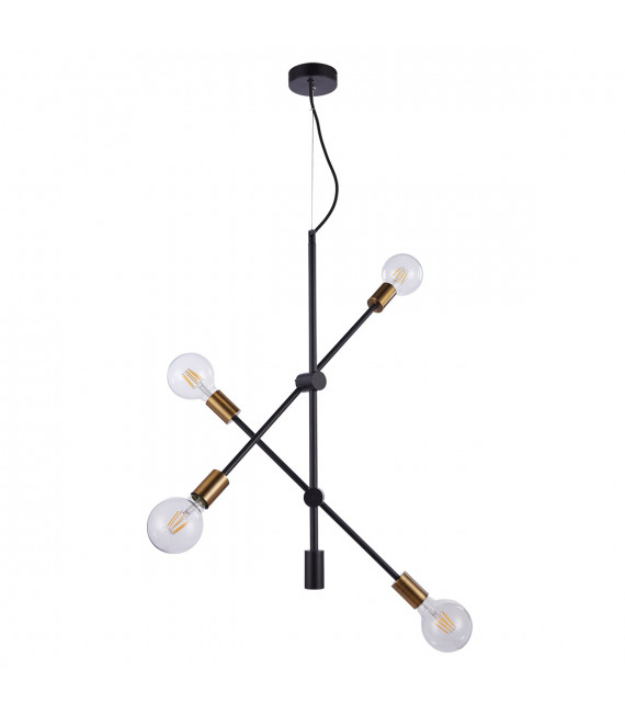 Lampada a sospensione industriale e retrò Edmond Nero opaco, oro