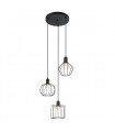 Suspension industrielle et rétro Gervais Noir 3 ampoules en acier