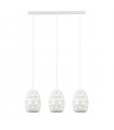 Suspension moderne Harley blanc 3 ampoules en acier