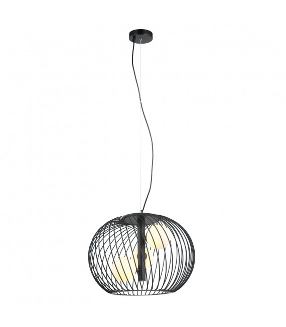 Modern suspension Clarisa Black, glass and steel