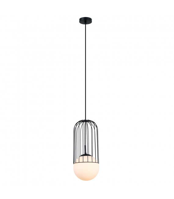 Modern suspension Matty Black, glass and steel