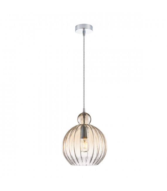 Suspension moderne Biron Chrome hauteur 37,3 Cm