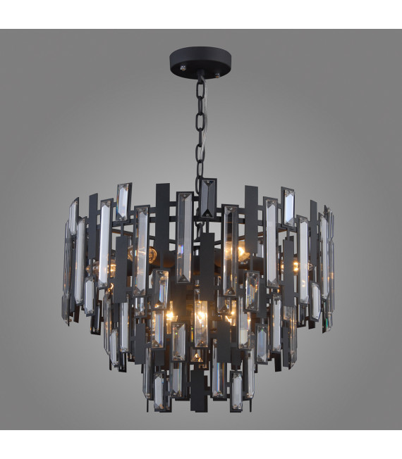 Lámpara colgante de cristal Lukas Negro, satinado