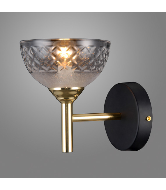 Lampada da parete industriale e retrò Tomasso Nero opaco, oro
