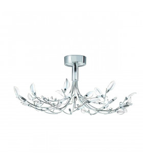 Lámpara colgante Wisteria, en cromo y cristal blanco.