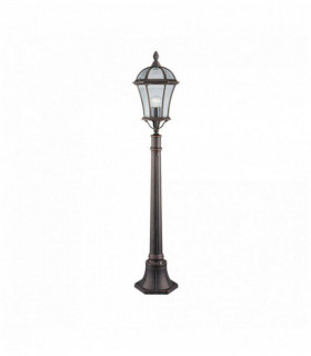Capri outdoor post 1 bulb height 95cm rustic brown transparent glass