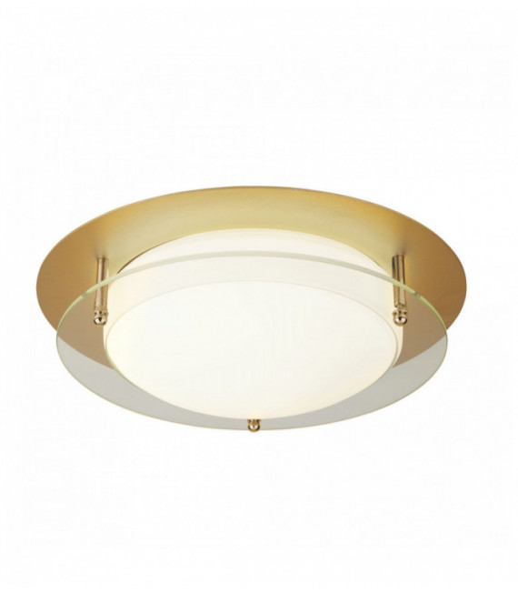 30cm gold led bathroom ceiling light with glass halo ring - ip44