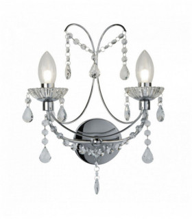 Fall 2-Light Chrome Bathroom Wall Sconce with Crystal Glass