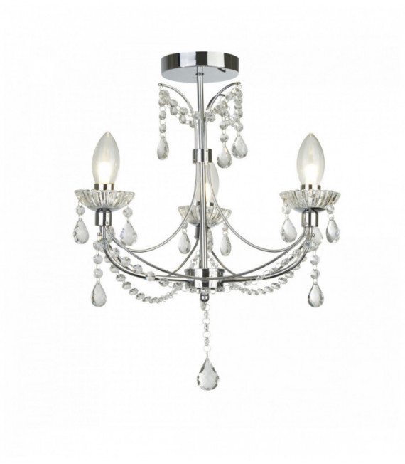 3-light chrome bathroom chandelier with crystal glass
