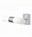 Applique salle de bain lima ip44 g9 led 2 ampoules support mural chrome verre blanc