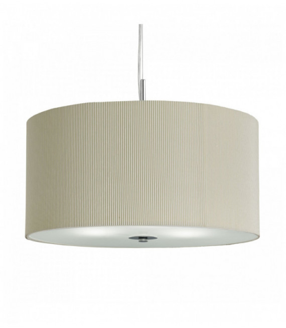 Suspension abat-jour plissé 3 ampoules crème avec diffuseur en verre dépoli dia 60cm