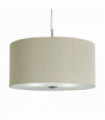 Pendant light pleated shade 3 cream bulbs with frosted glass diffuser dia 60cm