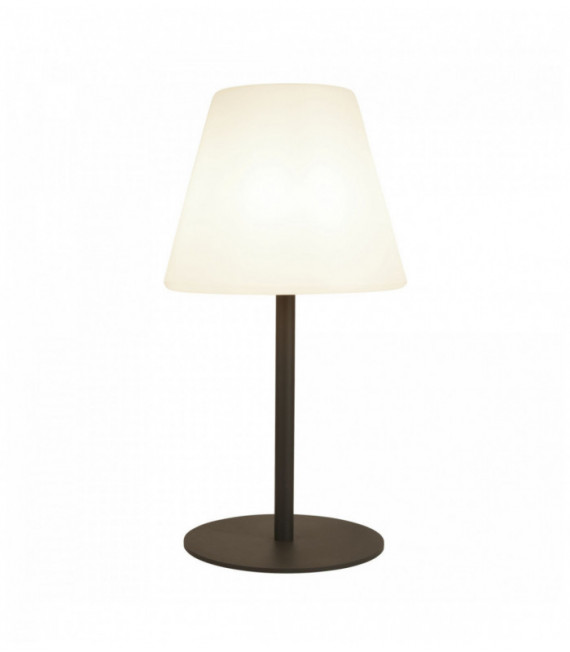 Lampe de table d'extérieur led abat-jour conique pc gris foncé blanc