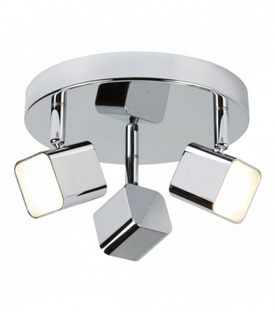 Spot quad 3 ampoules led à tête carrée chrome