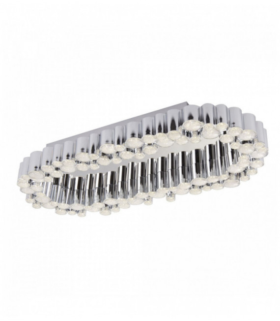 Darcy tubular led crystal ceiling light oval chrome