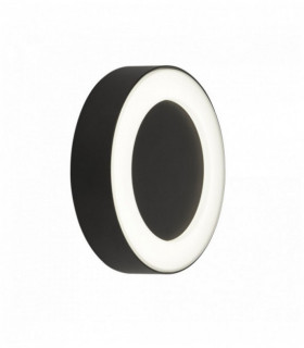 Applique murale d'extérieur à led circulaire - noire avec diffuseur givré
