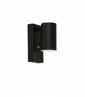 1-light outdoor wall light with dusk-to-dawn sensor, black