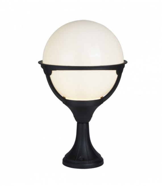Lanterne de jardin orb 1 ampoule poteau noir / abat-jour rond opale