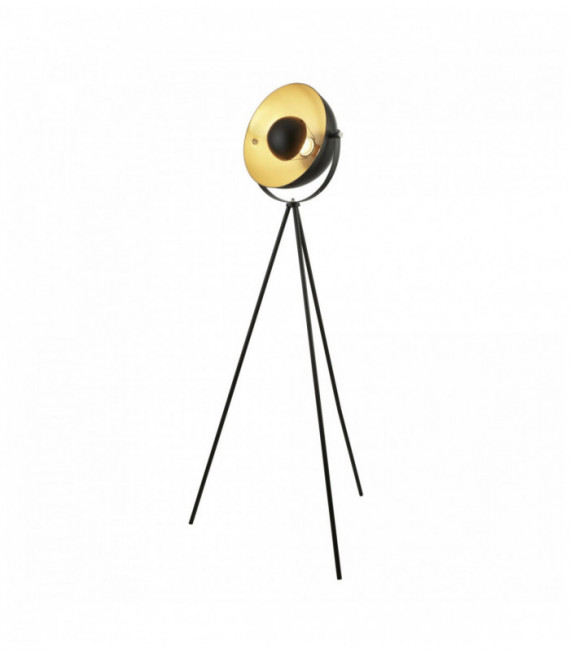 Lampadaire trépied blink 1 ampoule noir mat avec intérieur abat-jour or