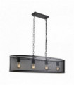 Oval pendant light with 4 matt black bulbs