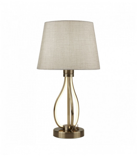 Lámpara de mesa LED Vegas latón antiguo arpillera con crema de sombra