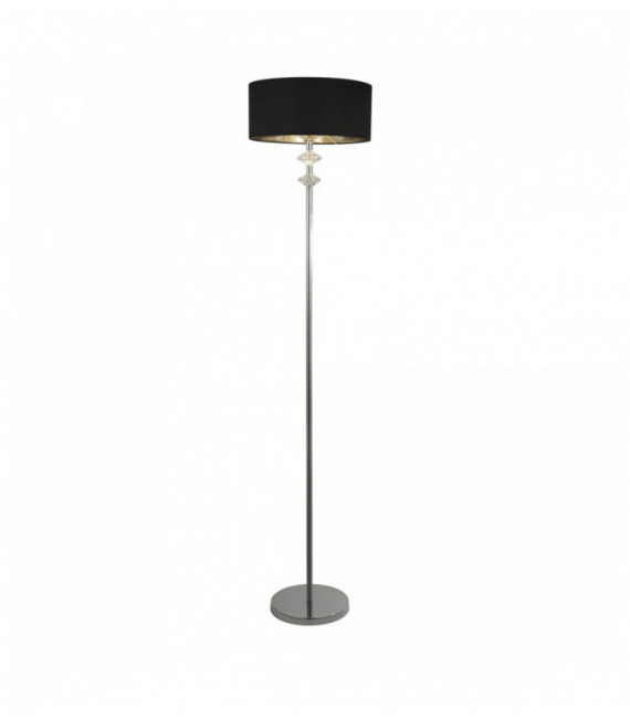 Lampadaire new orleans 1 ampoule chrome avec abat-jour noir / intérieur argent
