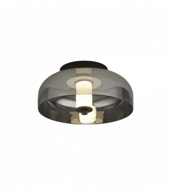 frisbee soffitto una lampadina a LED, nero opaco con vetro fumè