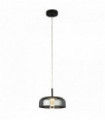 1-light frisbee led pendant light, matt black with smoked glass