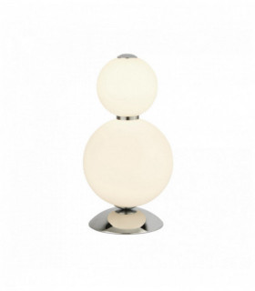2-Light Snowball Table Lamp, Chrome with Opal Glass Shade