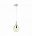 Suspension wave teardrop 1 ampoule led, abat-jour effet glace pilée, chrome
