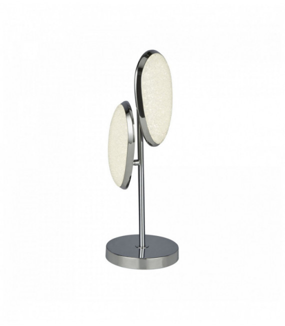 Lampe de table led lori 2 ampoules, abat-jour effet glace pilée, chrome