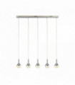 Suspension wave teardrop 5 ampoules led, abat-jour effet glace pilée, chrome