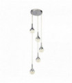 Wave teardrop pendant light 5 led bulbs, crushed ice effect shade, chrome