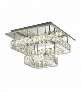 Plafonnier led à 2 niveaux avec verre cristal - chrome