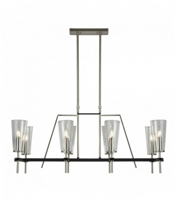 Suspension danika 8 ampoules argent satiné / détail noir