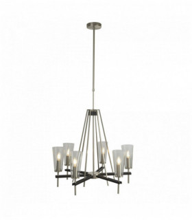 Suspension danika 6 ampoules argent satiné avec détail noir