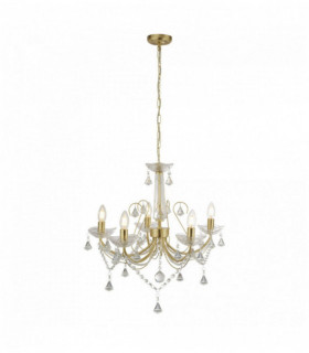 Lafayette Decke 5 Kristall-Lampen transparent golden