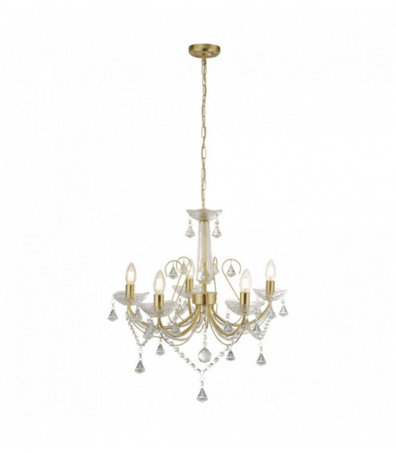 Lafayette Decke 5 Kristall-Lampen transparent golden