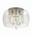 Plafonnier en verre transparent 3 ampoules gouttes de cristal