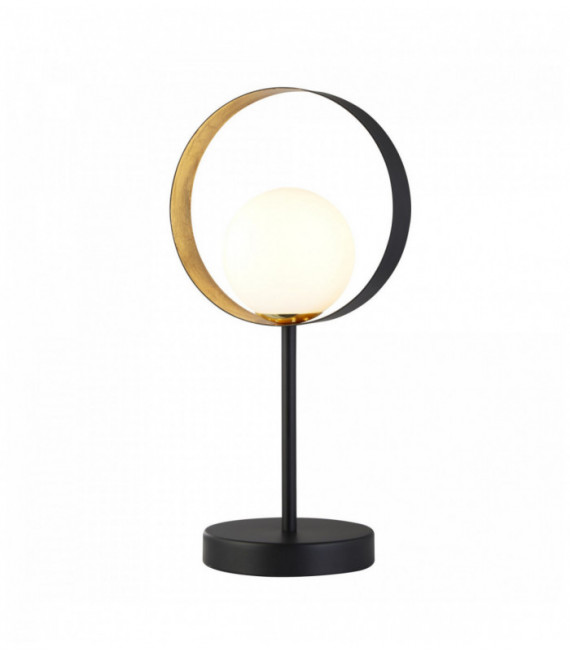 bombilla de lámpara de mesa Orbital 1 negro mate y pan de oro con vidrio opalino