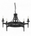 Plafonnier cartwheel 5 ampoules fer forgé noir