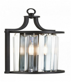 Wand Victoria 1 schwarz Lampe mit Kristallglas