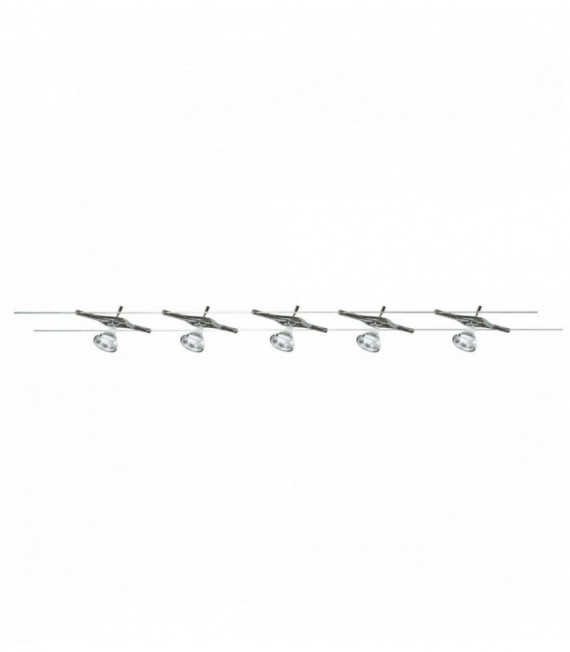 Kit de câbles pour rail et spot led 5 ampoules têtes de spot réglables chrome