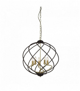 Sospensione flusso 5 lampadine. oro nero