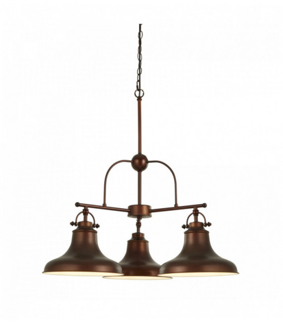 sospensione industriale Dallas 3 antiche lampadine marrone