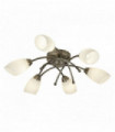 Plafonnier opera 6 ampoules laiton avec verre opale