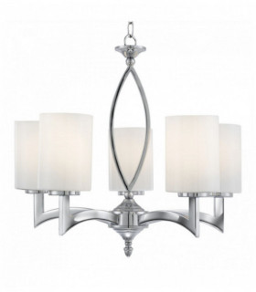 Ceiling light gina 5 bulbs white chromed glass shade