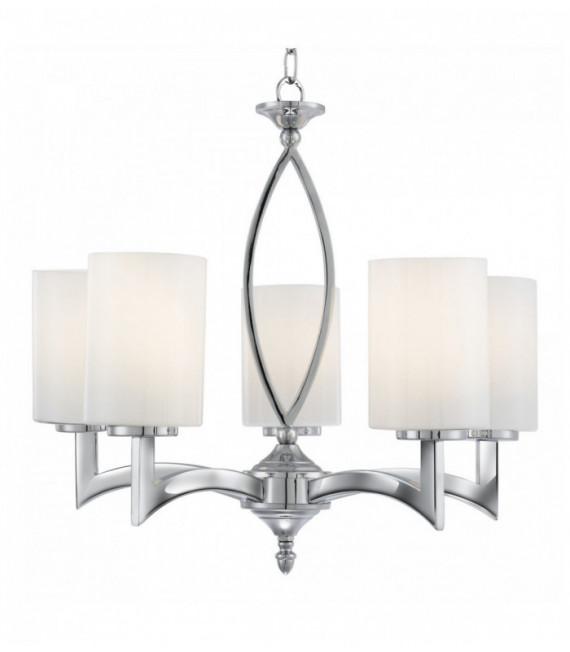 Ceiling light gina 5 bulbs white chromed glass shade