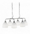 Suspension cromwell 6 bulbs satin silver with white glass